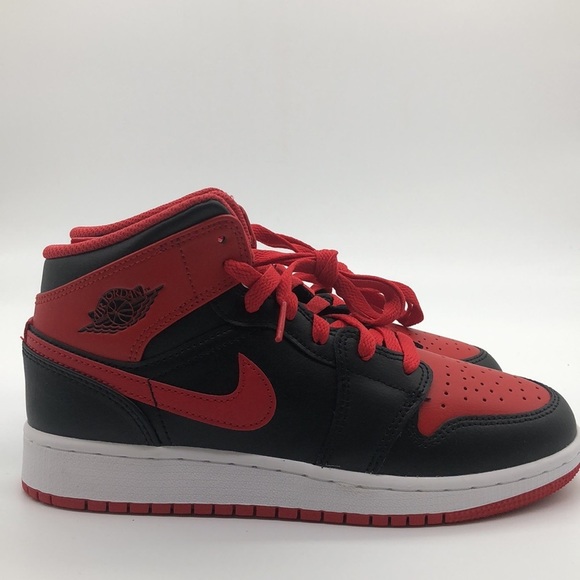 Mens Nike Jordan 1 Mid Alternate Bred Shoes Black/Red DQ8426-060 NWOB - Picture 3 of 4